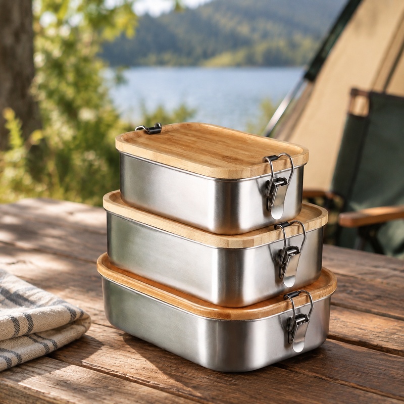 Bento Box - Bambu Kapaklı Japon Tarzı Bento Kutusu,