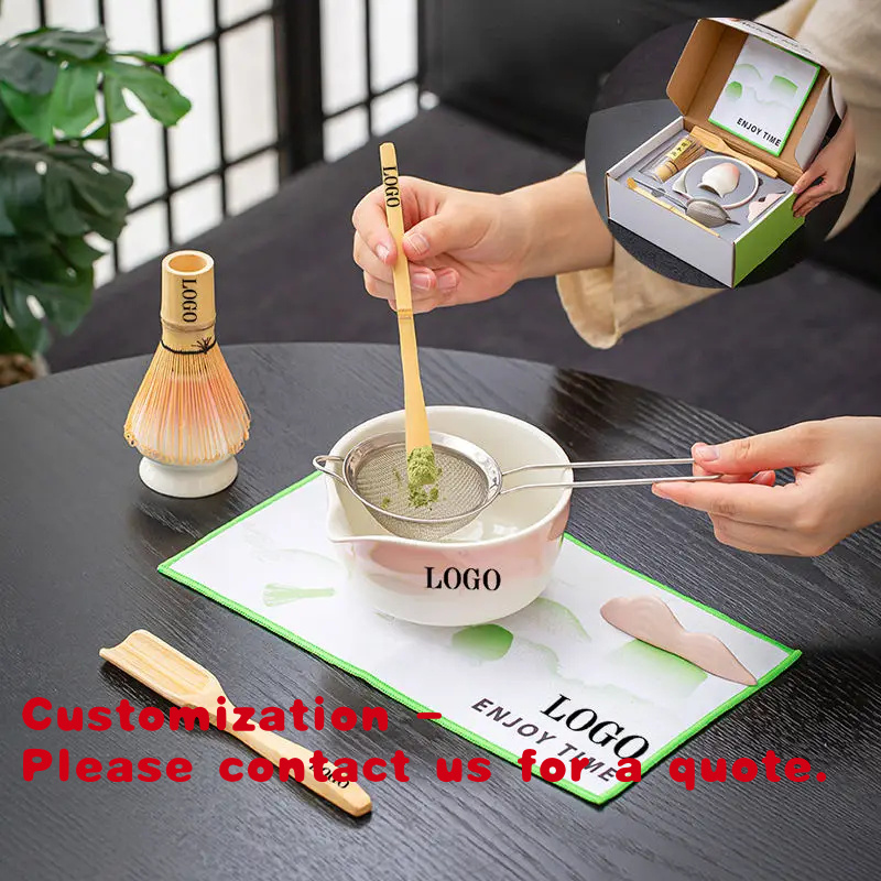 Japanese Tea - Japon Tarzı Porselen Çay Seti, Çırpıcı,