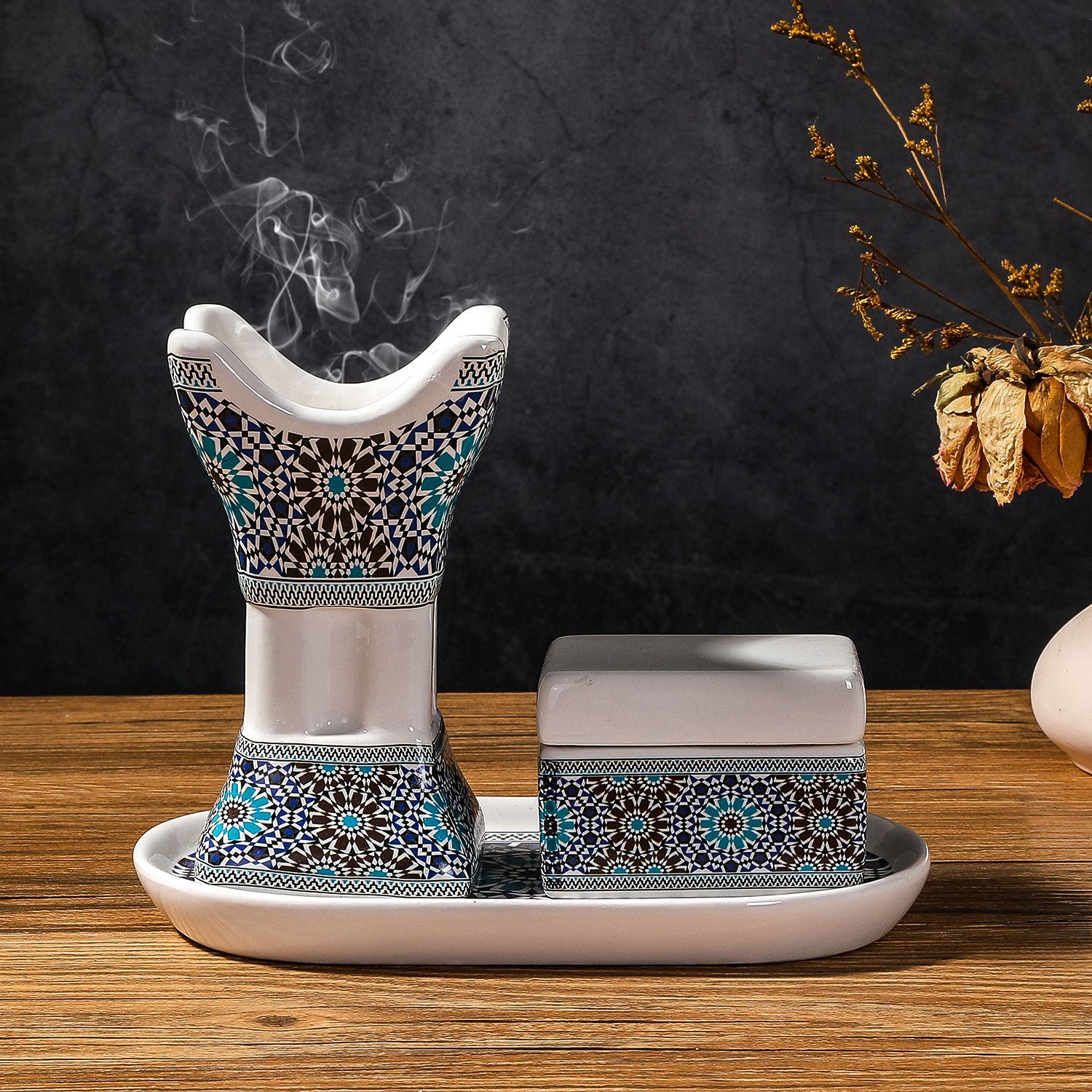 Arap Seramik Baskılı Dört Köşe - Incense Holder incelemesi ve fiyatı